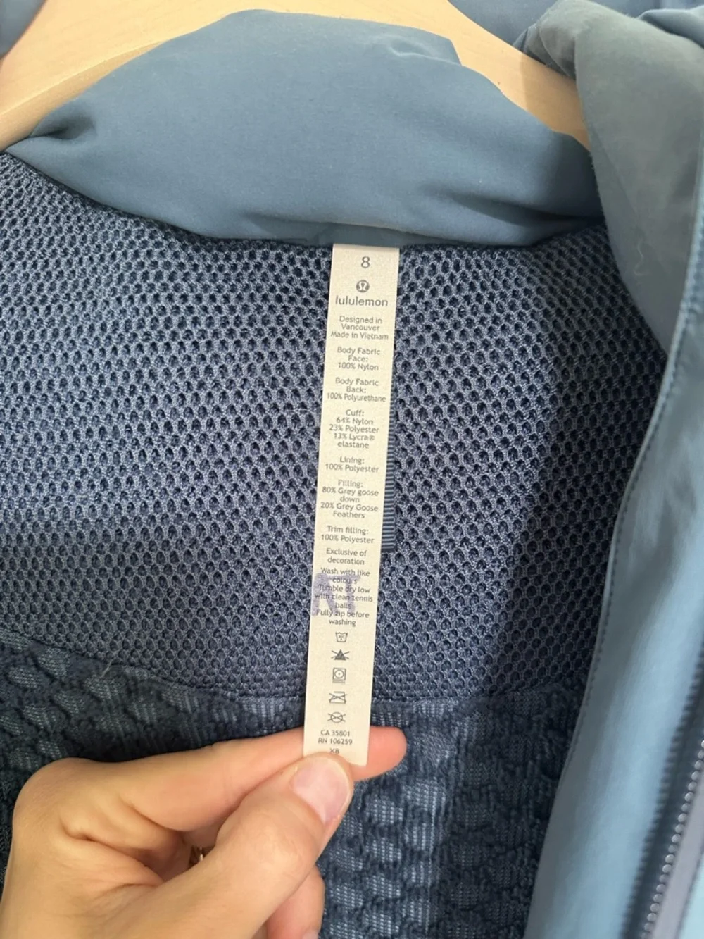 lululemon Sleet Street Long Hooded Puffer Jacket in Blue Slate - Picture 6 of 8